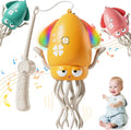 Dancing Squid Toys, Electric Crawling Octopus Tummy Time Toy with LED & Music, Rechargeable Upright＆Crawling Octopus Interactive Toys, Baby Toy Gifts for 3 4 5 6 Year Boy Girl (Orange)