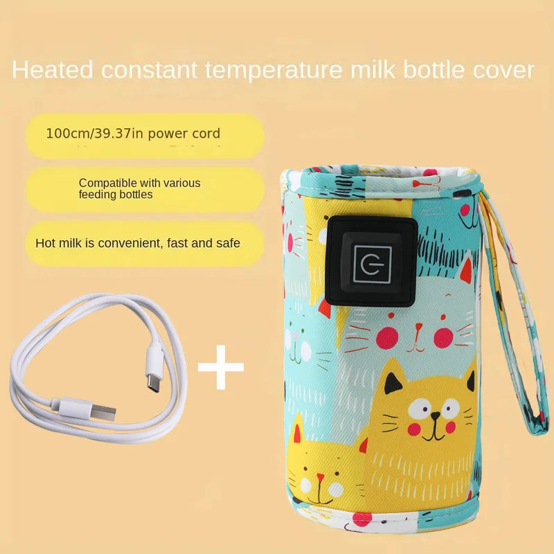 Travel Stroller Insulated Bag USB Milk Water Warmer Nursing Bottle Heater, Portable Bottle Feeding Warmer, Christmas, Hallowee