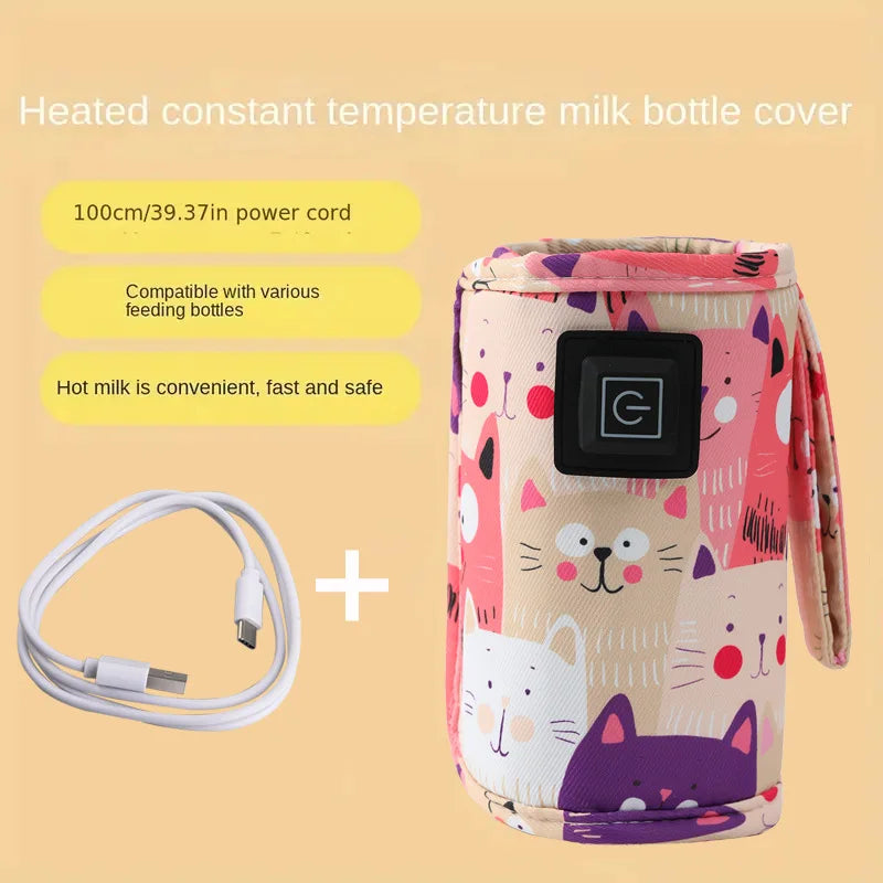 Travel Stroller Insulated Bag USB Milk Water Warmer Nursing Bottle Heater, Portable Bottle Feeding Warmer, Christmas, Hallowee