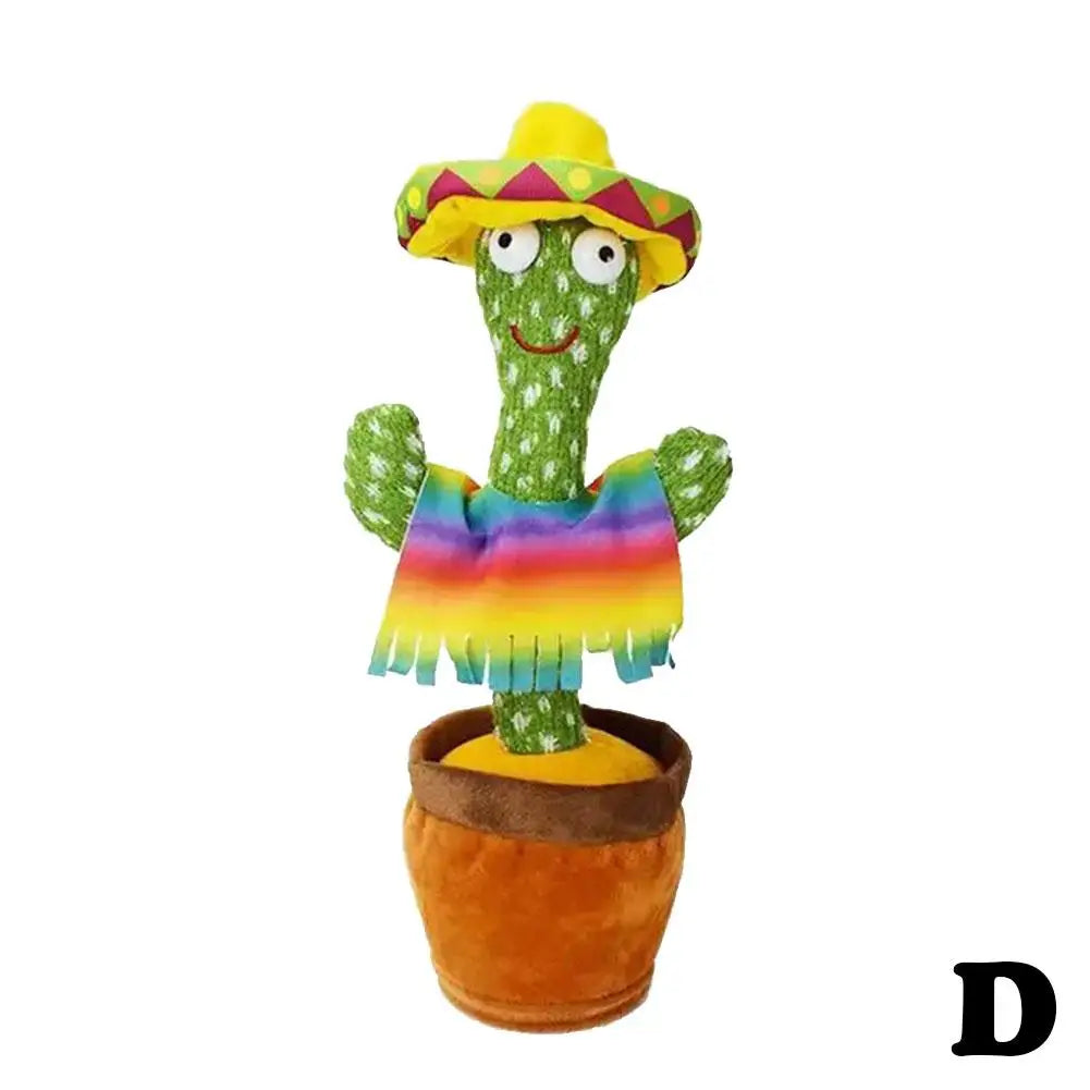 Dancing and Talking Cactus Toy Sunshine Cactus Children'S Electronic Plush Toy Rechargeable Dancer Glowing Dancing USB Record