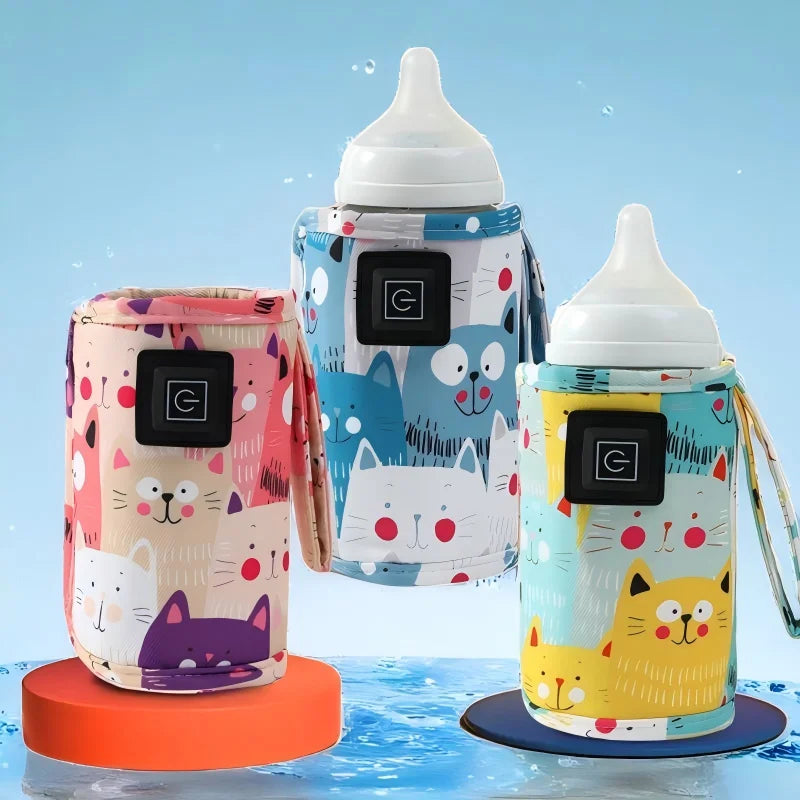 Travel Stroller Insulated Bag USB Milk Water Warmer Nursing Bottle Heater, Portable Bottle Feeding Warmer, Christmas, Hallowee