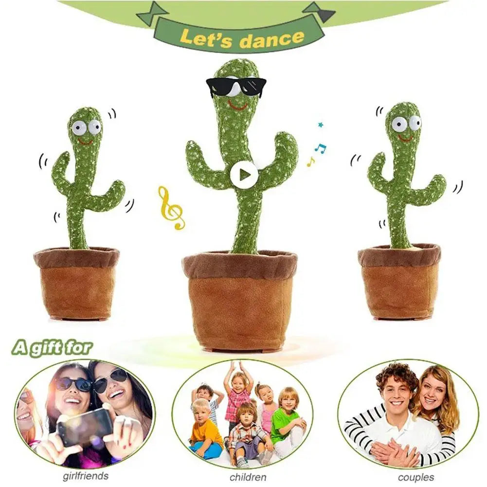 Dancing and Talking Cactus Toy Sunshine Cactus Children'S Electronic Plush Toy Rechargeable Dancer Glowing Dancing USB Record