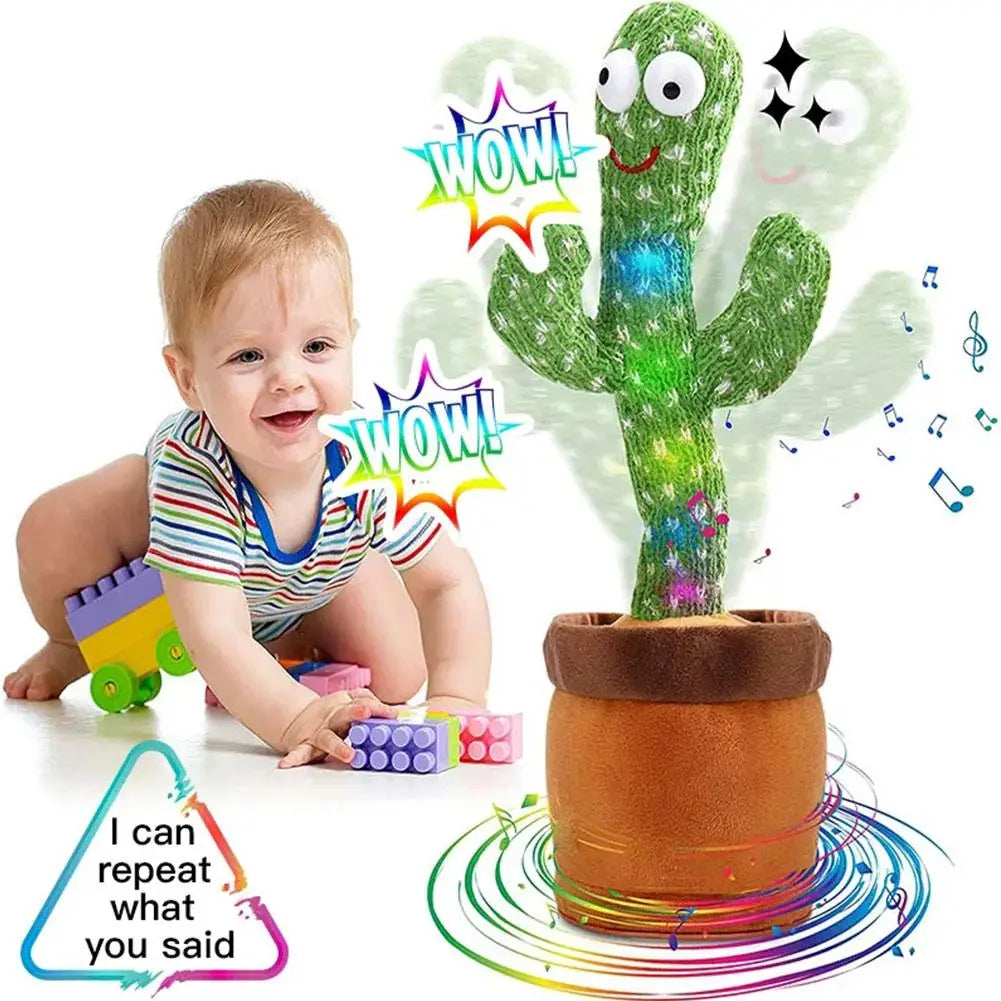 Dancing and Talking Cactus Toy Sunshine Cactus Children'S Electronic Plush Toy Rechargeable Dancer Glowing Dancing USB Record